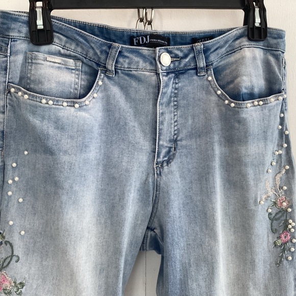 FDJ French Dressing embroidered pearl crystal embellished Olivia jeans size 14 - Picture 2 of 15